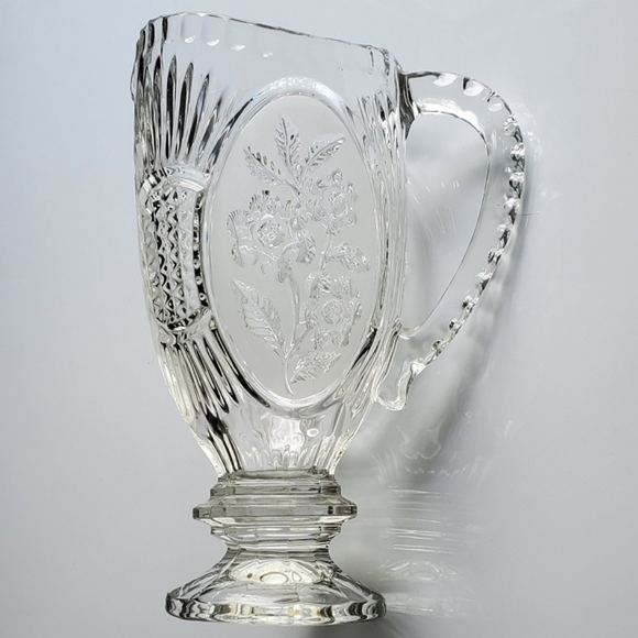 Vntg Lead Crystal 40oz Floral Pitcher by Kristal Zajecar made in Yugoslavia - Picture 7 of 16